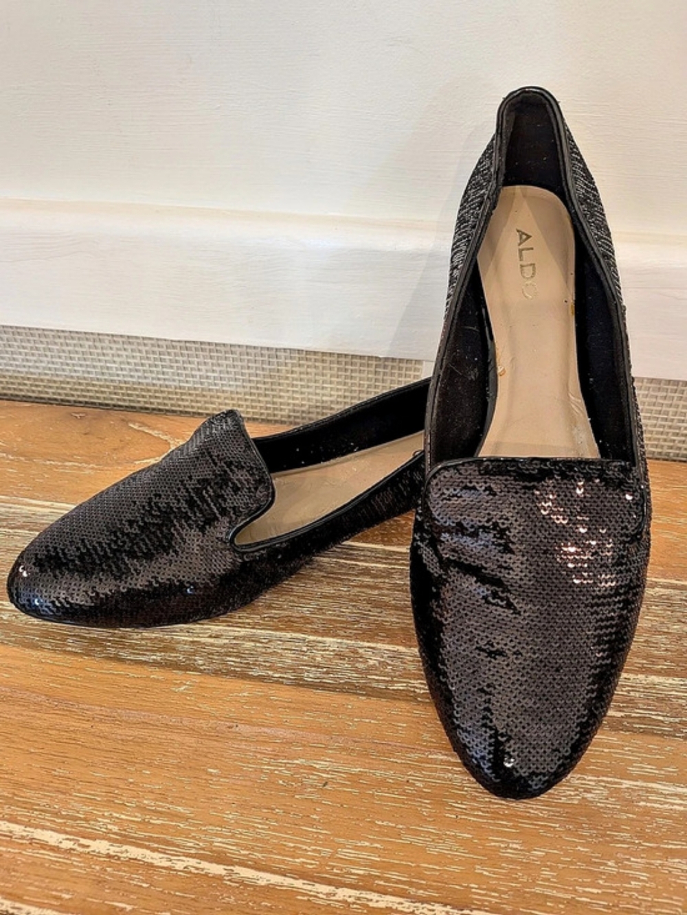 ALDO Black Sequin Loafers
